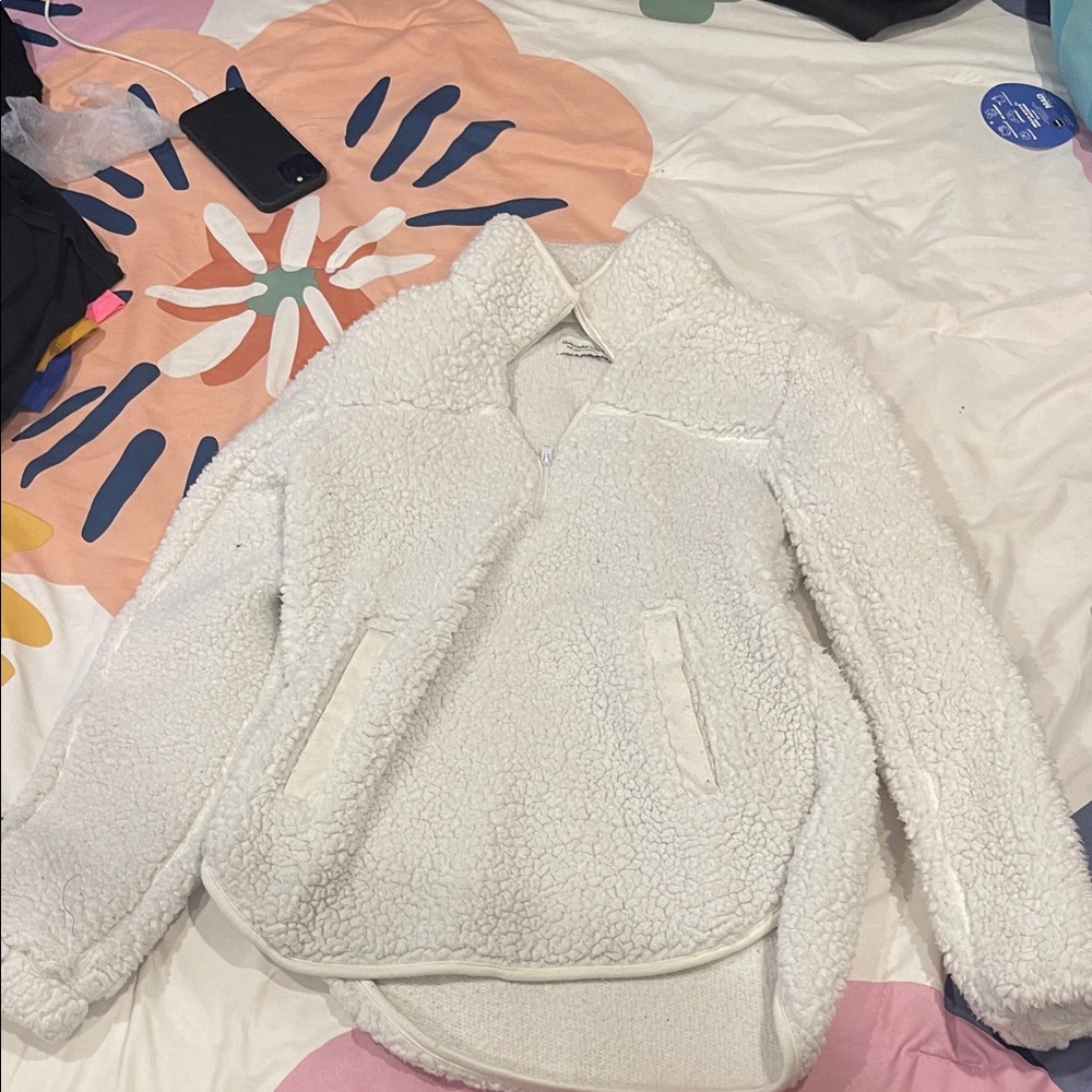 Abercrombie & Fitch Cream Sherpa Jacket